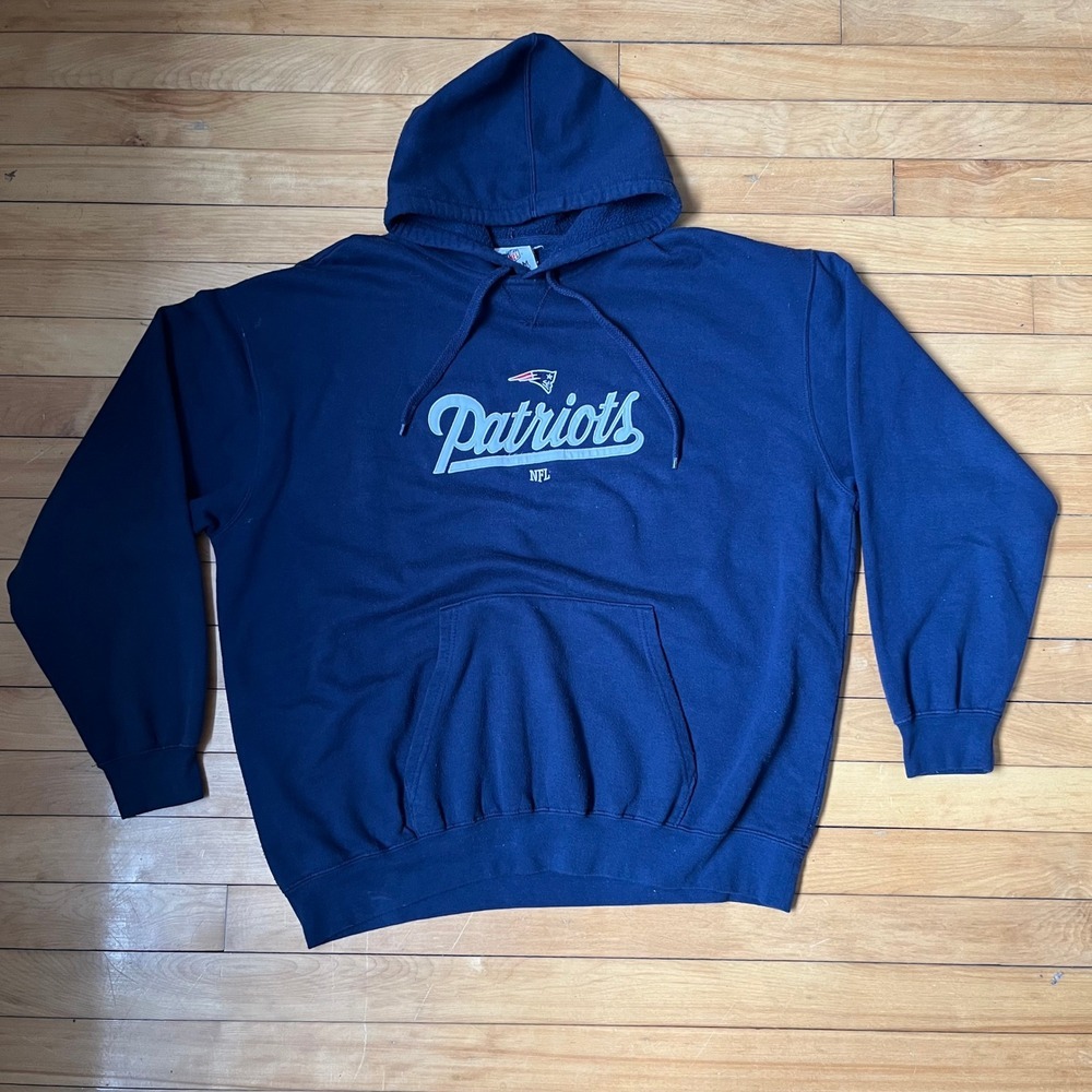 NFL Team Apparel New England Patriots Navy Blue Graphic Pullover Hoodie Mens XL